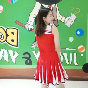 Κόκκινο λευκό στολή cheerleader σετ για γυναίκες χορός αθλητική ένδυση και παράσταση