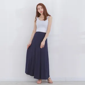 Women high waist maxi skirt casual long A-line skirt summer autumn stylish elegant apparel