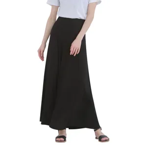 Women high waist casual black long maxi skirt elegant A-line design for summer season.