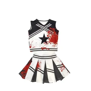 Kids Halloween cheerleader costume zombie bloody ghost festival performance outfit set 2pcs