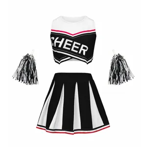 Ensemble de costume de cheerleading pour enfants haut court et jupe plissée pompon