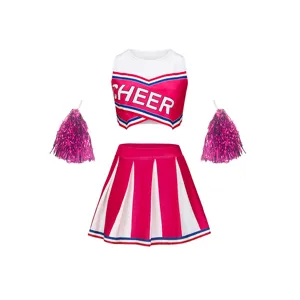 Détail de costume de pom-pom girl pour enfants, haut court sans manches jupe et pompons