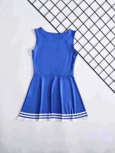 Kids blue cheerleader costume cute sleeveless performance dress for sports dance competitions