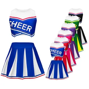 Ensemble de pom-pom girl pour enfants, haut court sans manches et jupe plissée de danse