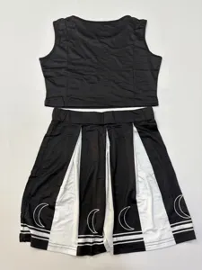 Cheerleading outfit crop top and pleated skirt set for women performance wear details.