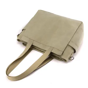 Borsa shopper in tela casual da donna, grande borsa a tracolla con doppi manici.
