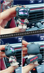Trendy cute space bear keychain epoxy bag pendant car keyring fashion accessories gifts