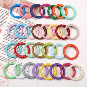 Anillos redondos de metal colorido mosquetones de resorte para llaveros accesorios DIY