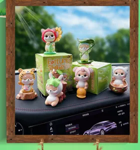 Cute cartoon Shiba Inu car dashboard ornaments, forest series resin dolls for auto and home decor.