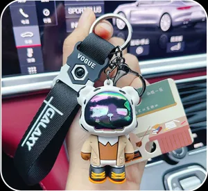 Trendy cool bear epoxy keychain pendant cute car key chain accessory stylish bag charm