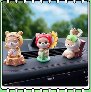 Cute Shiba Inu car dashboard ornaments, resin cartoon animal forest dolls desktop decor.