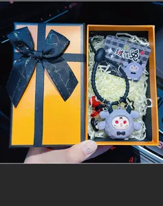 Cute cartoon fluffy rabbit devil keychain pendant with gift box fashion bag charm