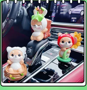 Cute cartoon shiba inu car ornament resin cute animal doll desktop decoration for auto interior