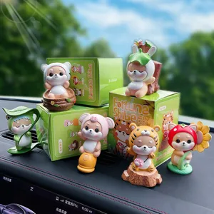 Cute cartoon shiba inu car dashboard ornaments forest series resin trendy desktop toys.