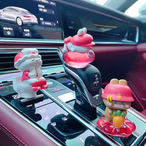 Süßes Cartoon Kaninchen Auto Ornament Harz Armaturenbrett Dekor Trendige Puppe Schreibtisch