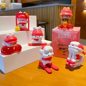 Cute resin rabbit art toy figures set, perfect for desktop decoration and car dashboard.