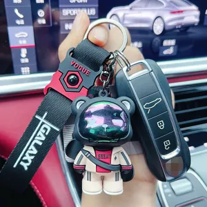 Cool bear epoxy keychain pendant, trendy style car key ring for men and women gifts.