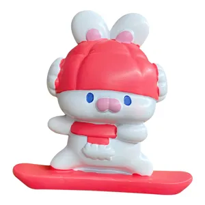 Resin rabbit figurine winter cute snow board desktop ornament cartoon home decor car accessory