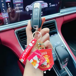 Cute lucky cat rubik's cube keychain mini 3x3 puzzle stress relief bag charm car key ring pendant