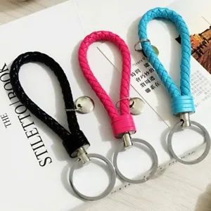 Portachiavi in pelle intrecciata colorata fatto a mano elegante anello chiave auto