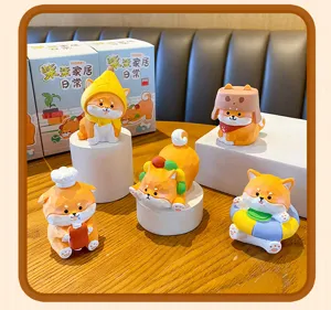 Cute Shiba Inu resin figurine blind box set for desktop decoration and car ornament display.