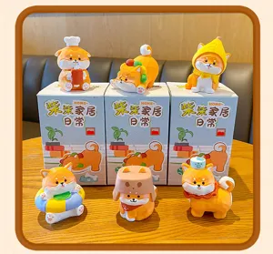 Cute Shiba Inu resin figurine detail, cute puppy desktop decoration, blind box collectible.