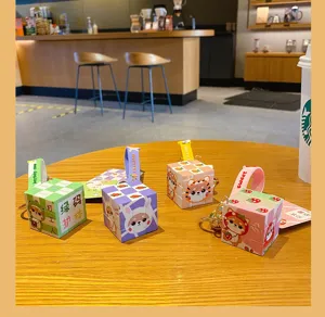 Cute Shiba Inu Rubik's cube keychain, mini 3x3 puzzle toy bag pendant for car keys and gifts.