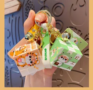 Mini cute shiba inu Rubik cube keychain pendant decompression toy bag charm detail view