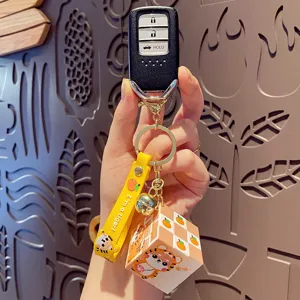 Cute cartoon Shiba Inu Rubik's cube keychain decompression toy bag pendant car key ring gift
