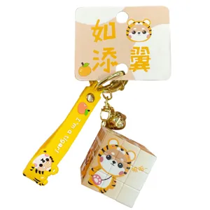 Cute shiba inu rubik's cube keychain miniature decompression toy bag charm gift