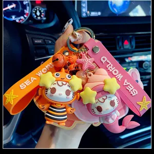 Cute ocean series cartoon keychain detail, adorable bag charm and car key accessory.
