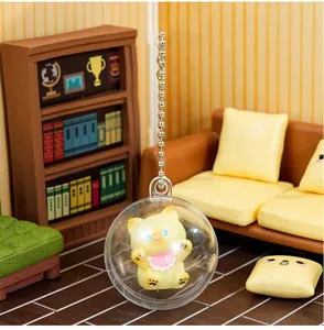 Cute gashapon cat keychain 4cm mini toy clear ball doll cute desktop decoration gift accessory