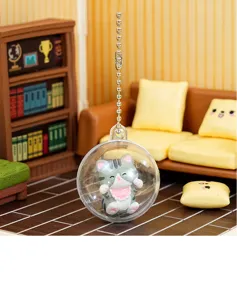 4cm Mini Capsule Cat Keychain Cute Cartoon Kitty Doll Figure Desktop Ornament Detail