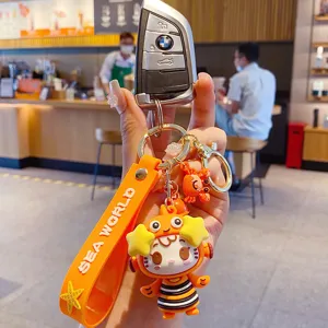 Cute cartoon marine series keychain, stylish acrylic and silicone bag charm pendant.