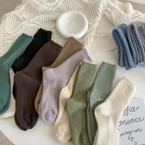 Winter dicke warme Mittelsocken Wollsocken gerippte kuschelige Damenstiefelsocken weicher Strick