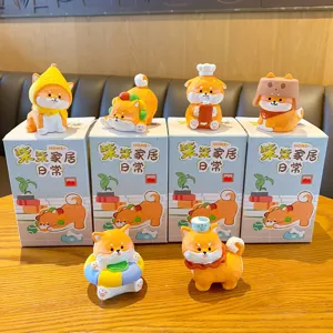 Cute Shiba Inu resin figurine blind box set for car dashboard desktop home decor.