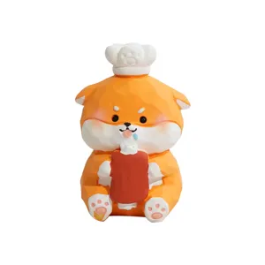 Cute resin shiba inu chef figurine, desktop ornament and lovely car decoration gift.