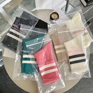 Women Casual Striped Crew Socks Cotton Autumn Winter Daily Wear Slouch Socks Breathable Soft Fashion Hosiery