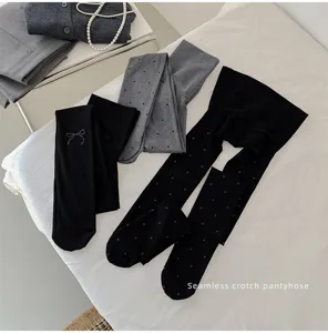 Collant senza cuciture per donne, leggings autunno inverno con pois e fiocco eleganti.