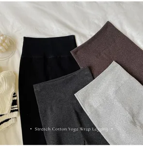 Leggings de yoga taille haute en coton extensible, collants thermiques d'hiver.