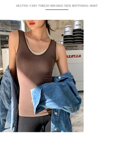 Canotta termica in maglia a costine, design a strati per abbigliamento moda donna.