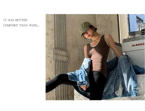 Canotta termica donna fibra acrilica calda sottovuoto marrone autunno inverno top base