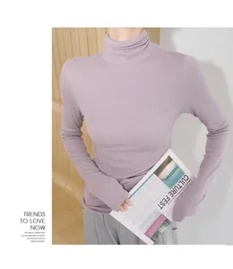 Women winter thermal turtleneck long sleeve ribbed base shirt, warm and comfortable daily wear.