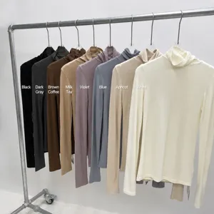 Women thermal fleece turtleneck long sleeve base layer winter solid slim cozy top