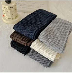 Collant a trecce in tinta unita leggings invernali caldi coprenti elasticizzati donna