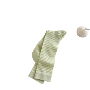 Printemps été femmes chaussettes mi-tubes côtelées vert clair chaussettes fines transparentes