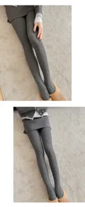 Women winter fleece lined polka dot tights thick warm cotton leggings detail view