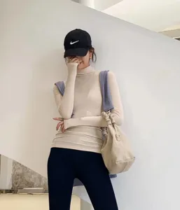 Women slim fit turtleneck thermal underwear lightweight ribbed long sleeve base top