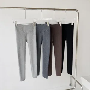Women High Waisted Fleece Lined Leggings Cotton Blend Thermal Pit Striped Yoga Pants Winter Warm Thick Leggings Bottoms