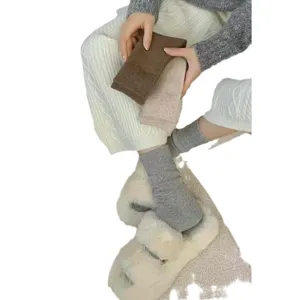 Calcetines térmicos de invierno gruesos para mujer, diseño liso de media caña muy cómodos.